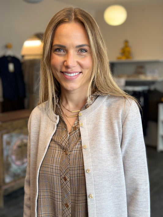 SibinLinnebjerg | Cardigan | Ophelia | Merino | Lys beige melange