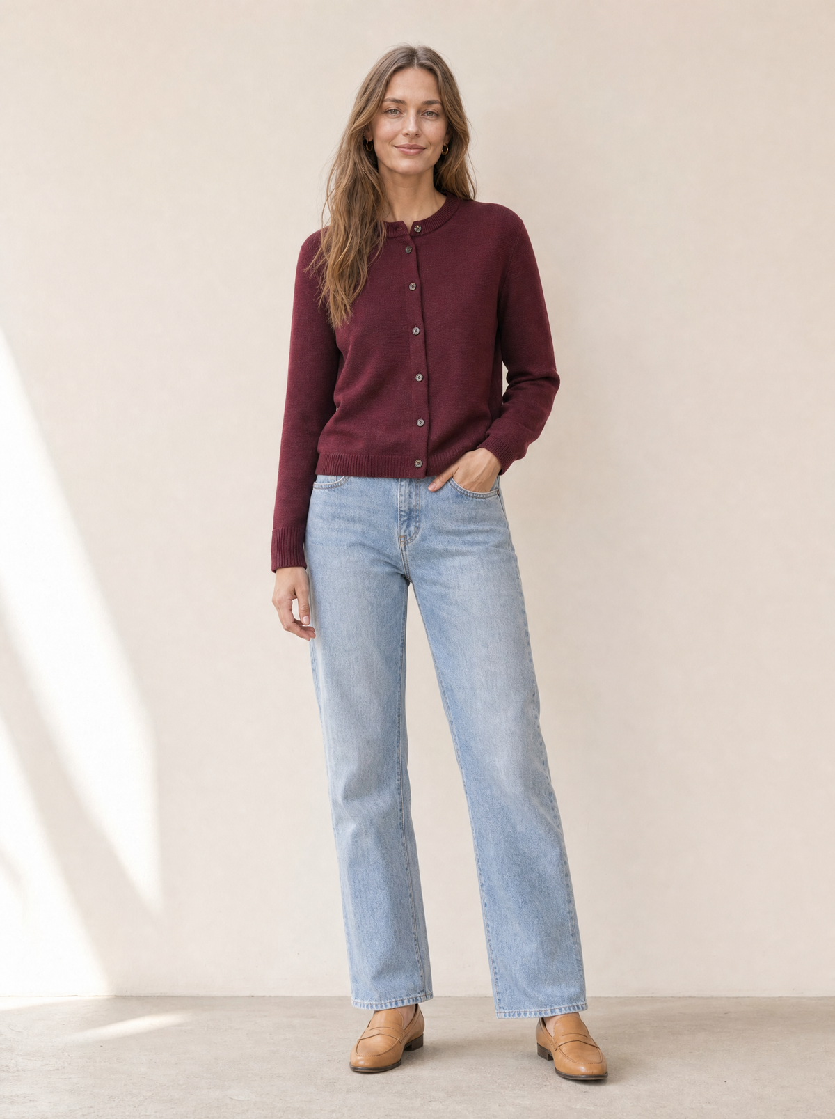 SibinLinnebjerg | Cardigan | Ophelia | Merino | Bordeaux