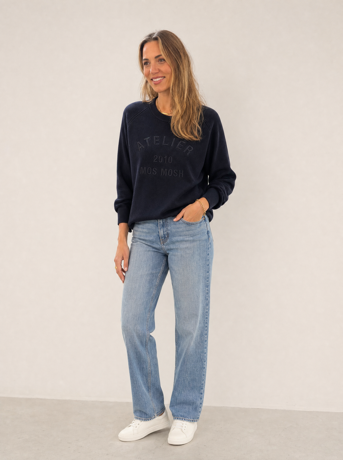 Mos Mosh | Top | Gali O-LS Tee | Økologisk bomuld | Navy