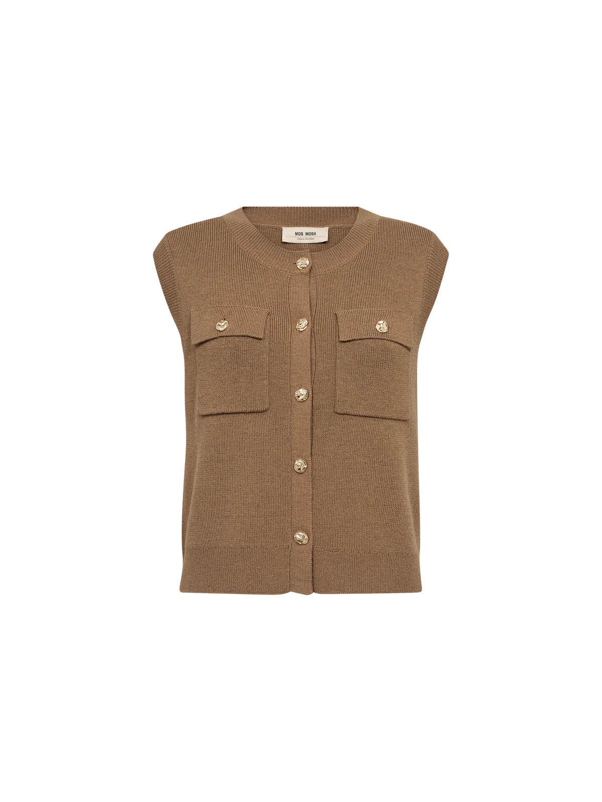 Mos Mosh Knit Vest | MMAyana Wool | Dark Camel