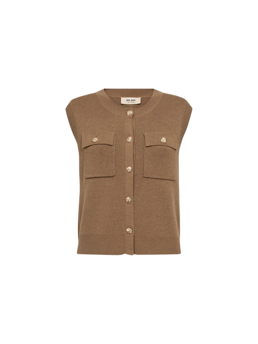 Mos Mosh Knit Vest | MMAyana Wool | Dark Camel