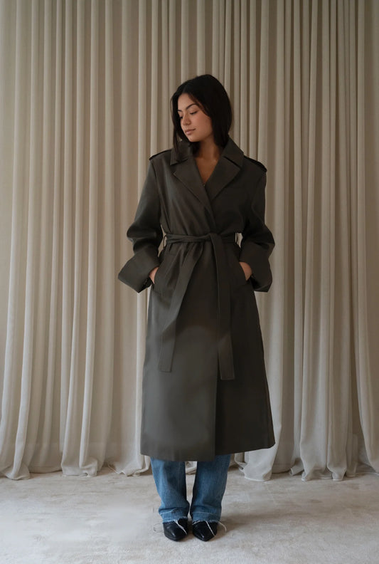 Lang KIM Cotton Trenchcoat - Army Green